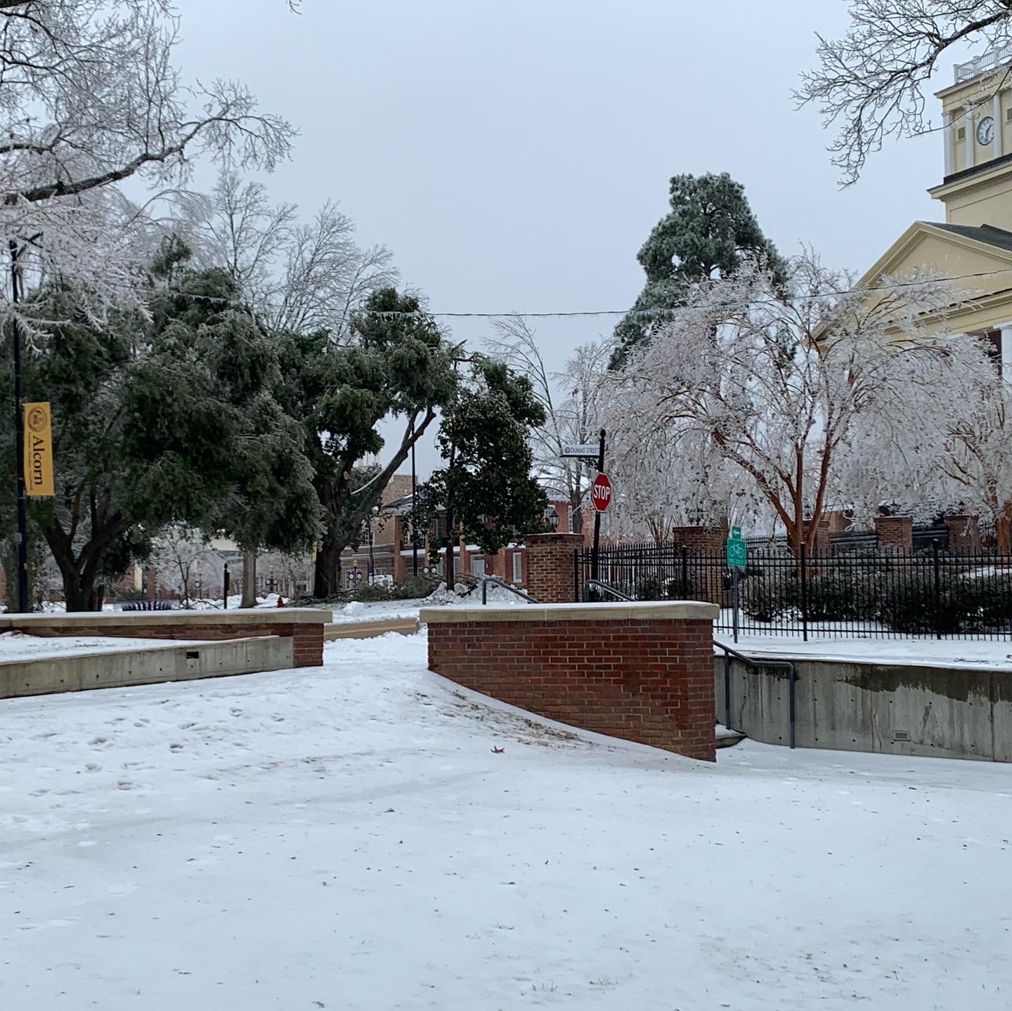 Alcorn Campus During a Rare Snowfall