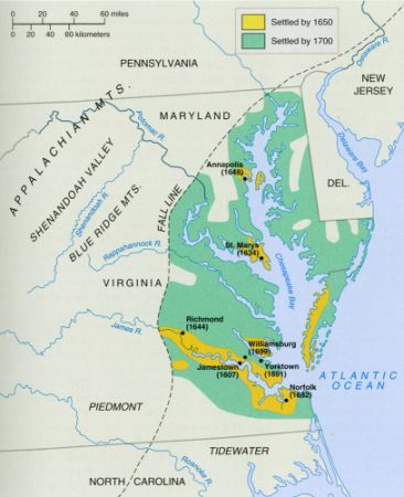 Anthony_Johnson_ Anthony Johnson's Virginia and Maryland: map of colonia settlement by 1700