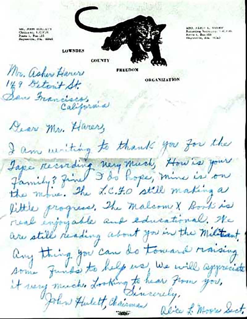 |Letter on Lowndes County Freedom Organization Stationary