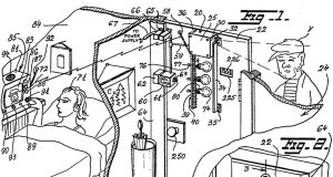 Illustration of Marie Van Brittan Borwn's home security system included in her patent.