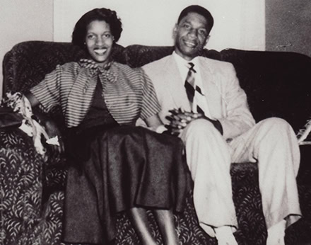 Myrlie and Medgar Evers on couch