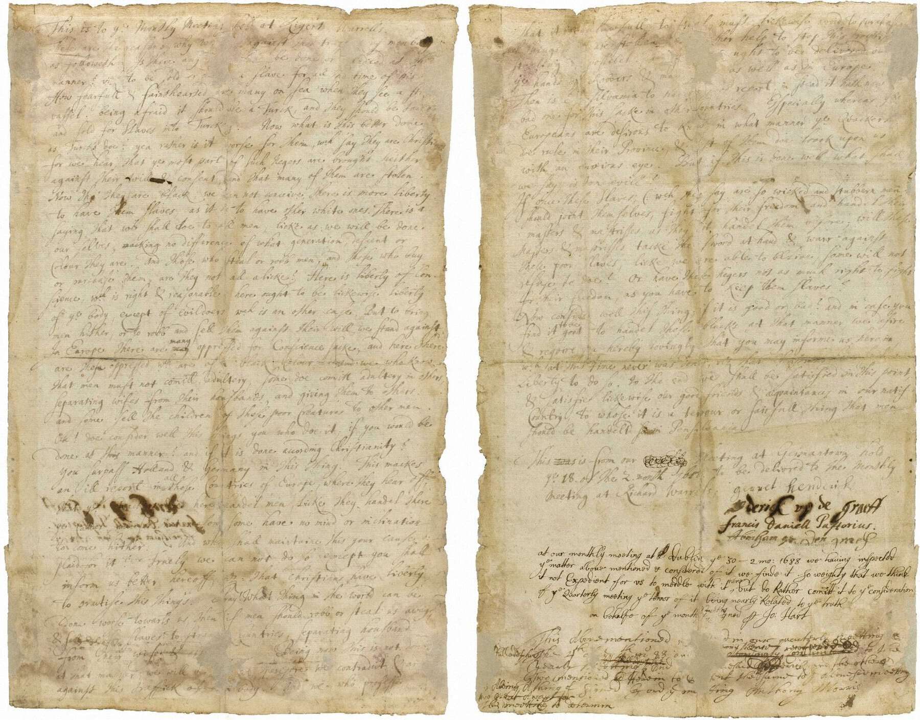 The 1688 Germantown Petition Against Slavery (Haverford College)