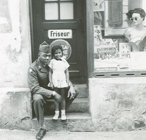 American Soldier in Germany with Mixed-Race Child