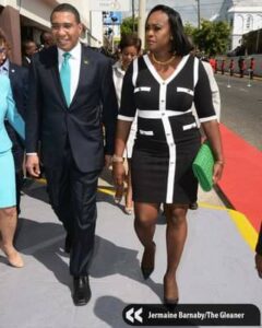 Andrew Holness and Wife, Juliet, 2017 (Photo by Jermaine Barnaby at Opening of Parliament)
