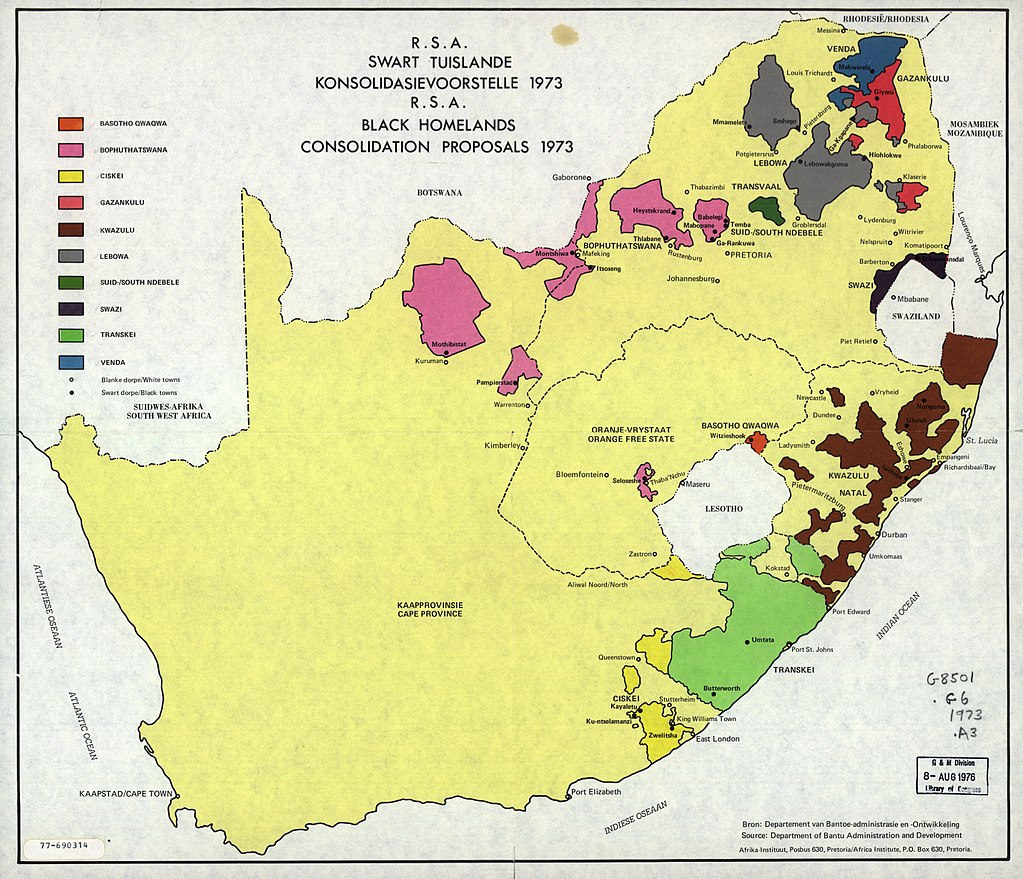 Black homelands of South Africa, 1973