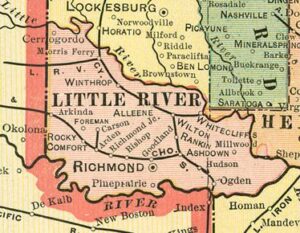 Colored Map of Little River County (Public Domain)
