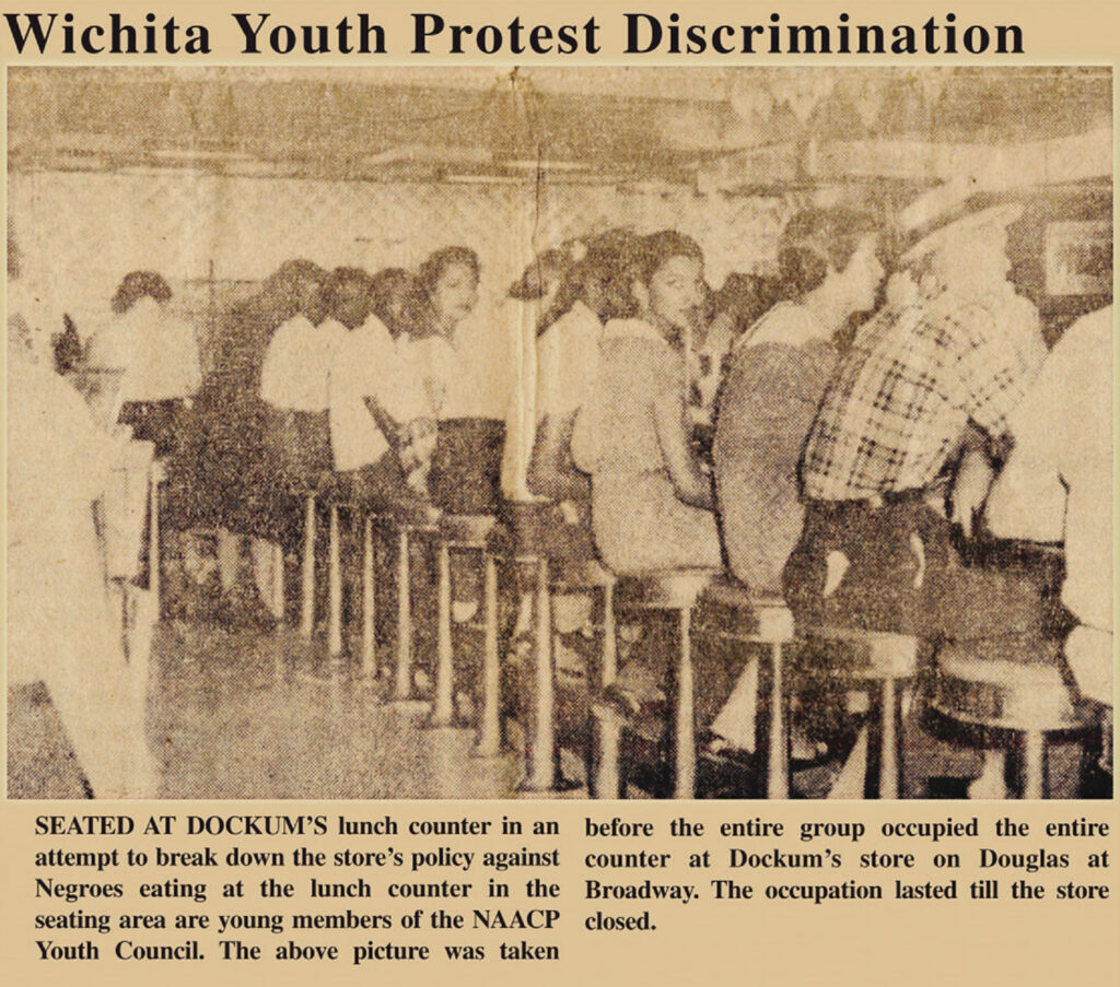 Dockum Drugstore Sit-in, The Enlightener Newspaper Clipping Aug. 7, 1958 (Courtesy of the Wichita-Sedgwick County Historical Museum)