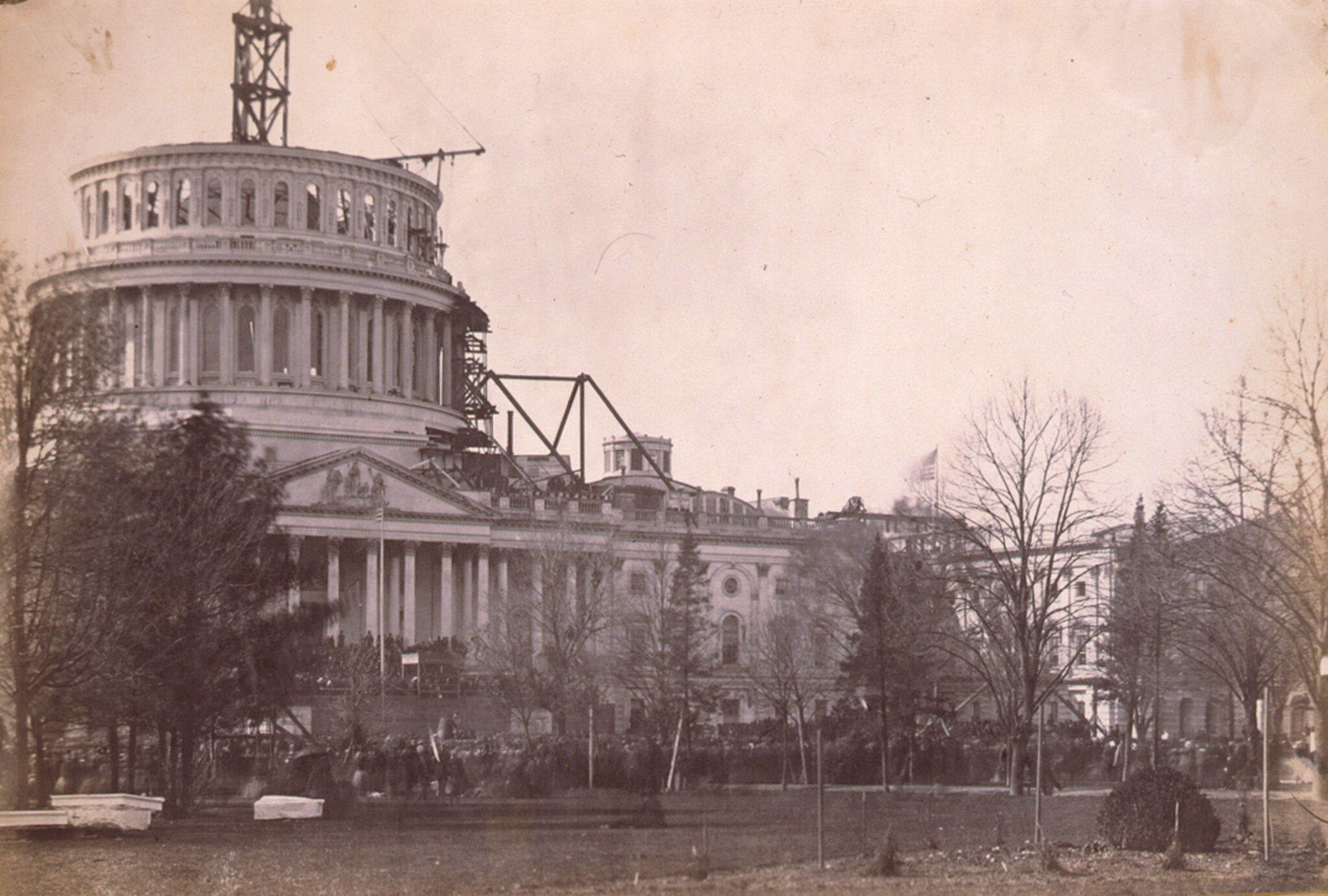Incomplete U.S. Capitol Building, 1861 (public domain)