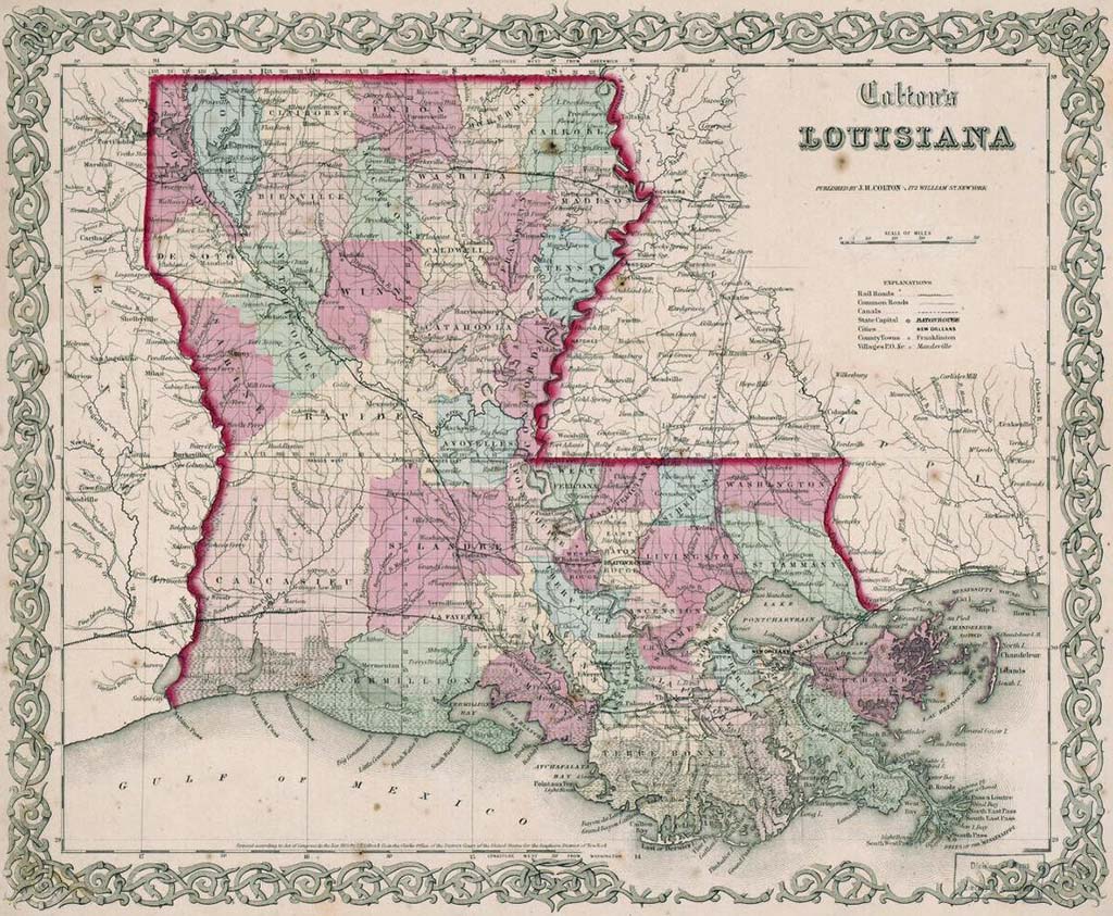 Louisiana map, 1855