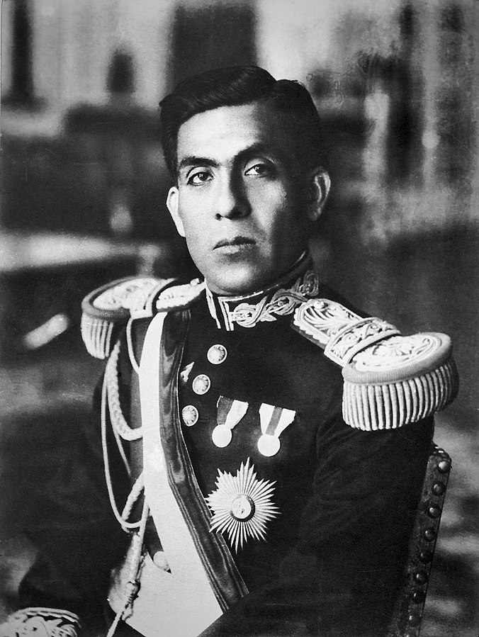 Sanchez wearing military uniform with epaulettes and medallions
