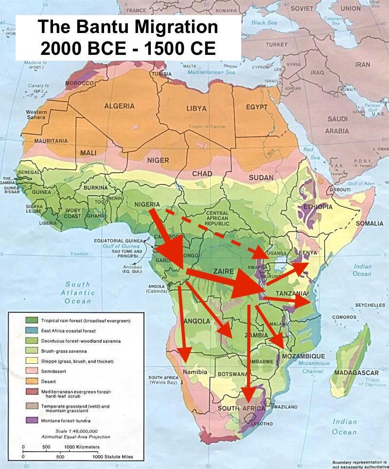 Map Showing Bantu Expansion (Pinterest.co.uk)