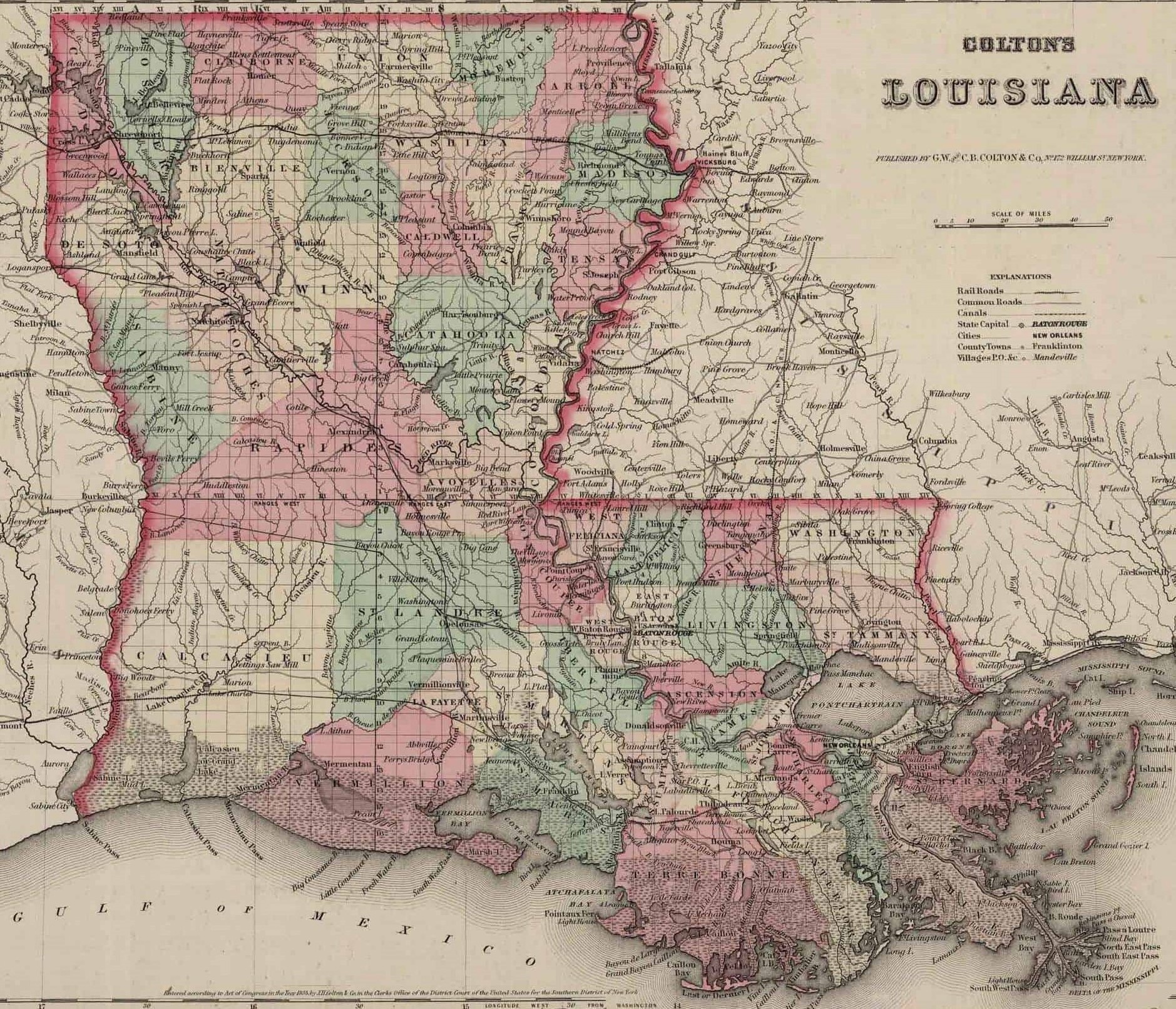 Map of Louisiana, 1869