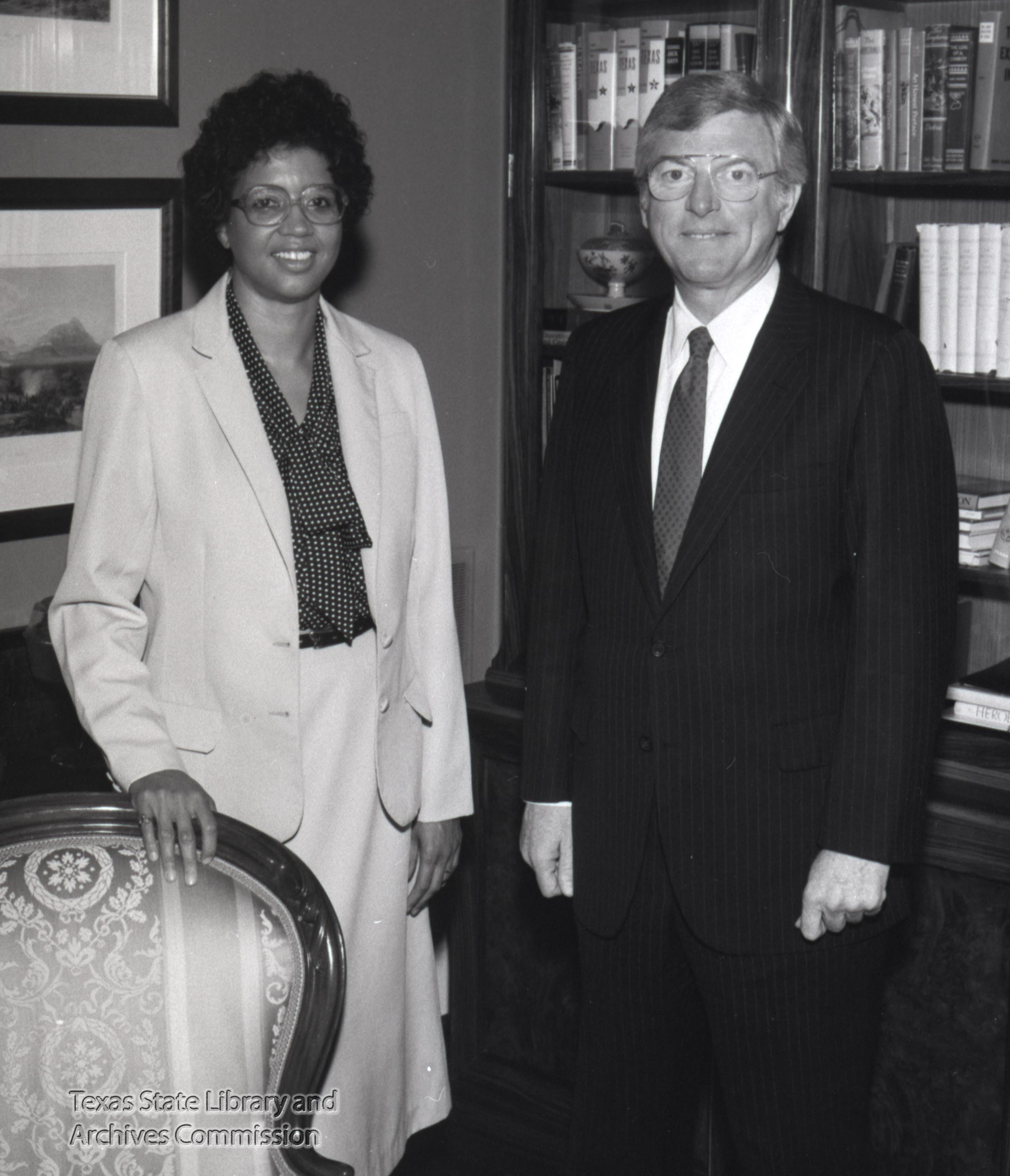Myra McDaniel and Texas Governor Mark White, 1988