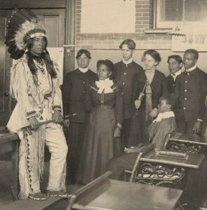 Native American and Black Students at Hampton ca. 1900 (public domain)