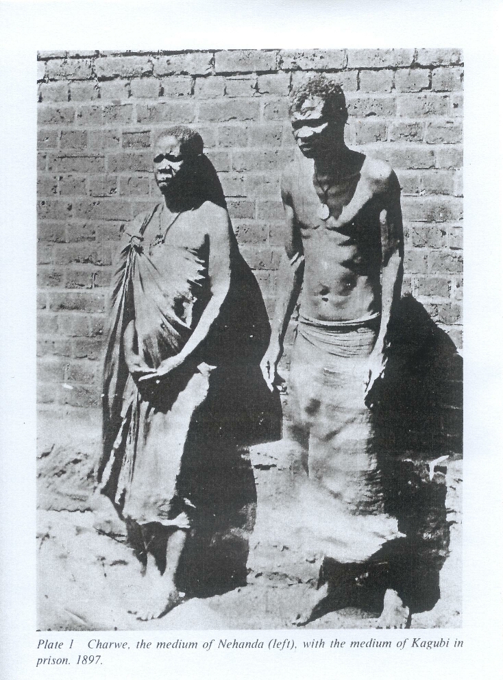 Nehanda Nyakasikana (left) and Sekuru Kaguvi (right), after their 1897 capture