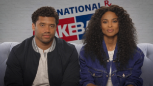 Russell Wilson and Ciara in 2019 for a Drug Enforcement Administration PSA