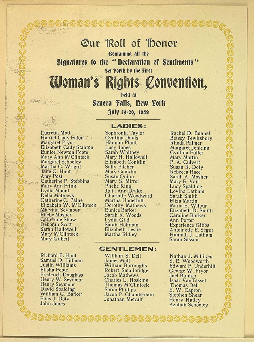 Signers of the Declaration of Sentiments, Seneca Falls Woman's Rights Convention (public domain)