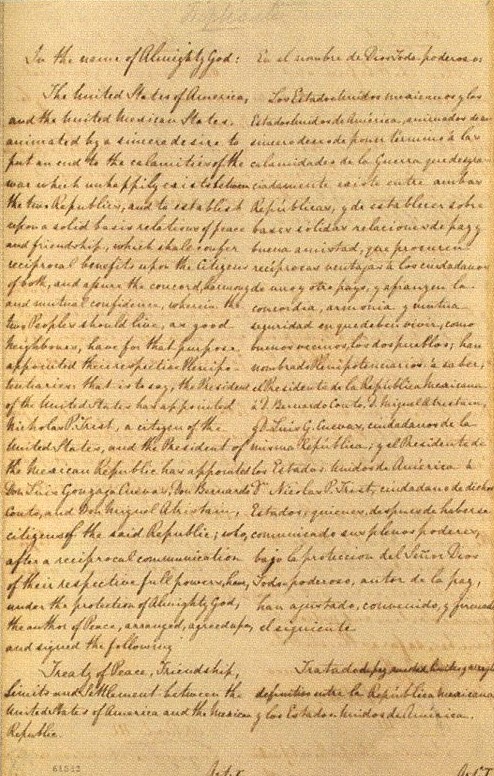 Treaty of Guadalupe Hidalgo, 1848