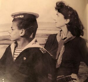 Vera Aralova (James's Mother) Visits Him at the Nakhimov Naval Academy, Riga (Courtesy of James L. Patterson)