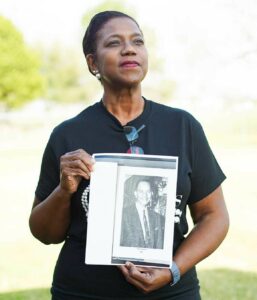 Veronica Harris Holds Photo of Her Grandfather, Willie Melton (Houston Chronicle)