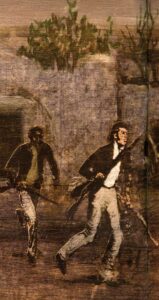 William B. Travis and Joe Travis at the Alamo (public domain)