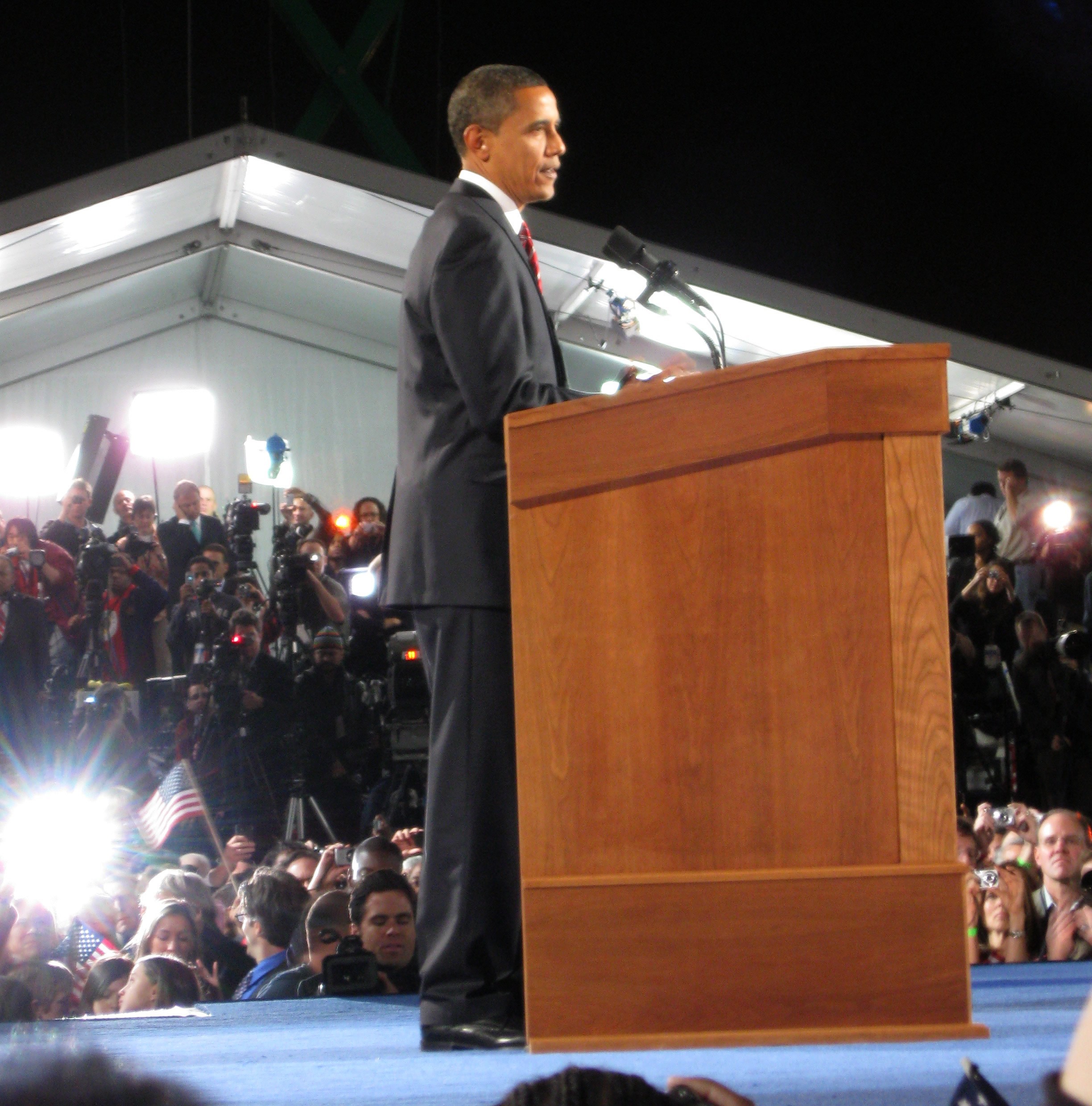 rhetorical devices used in obama's victory speech 2008