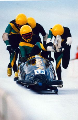 Jamaican Bobsleigh Team, Calgary, Canada, 1988