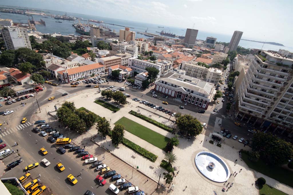 Senegal, Dakar, town overview, harbour, sea, Africa, West, Africa,  peninsula, the Cape Verde, port, town, town view, capital, street, houses,  condemned house, demolition works, high rises, traffic, town traffic,  container port, ship
