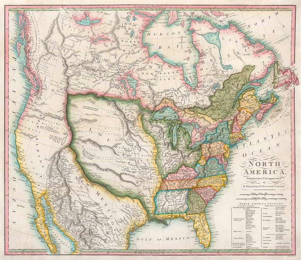 First map including the Louisiana Purchase.