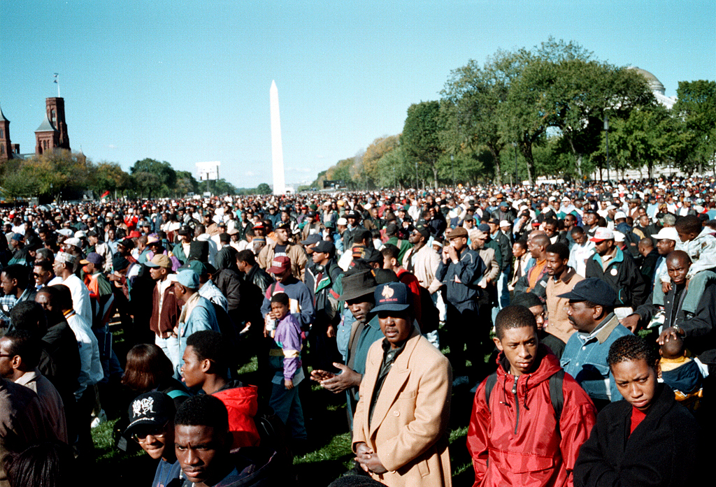 African American Men on the Mall in Washington D.C. During the Million Man March